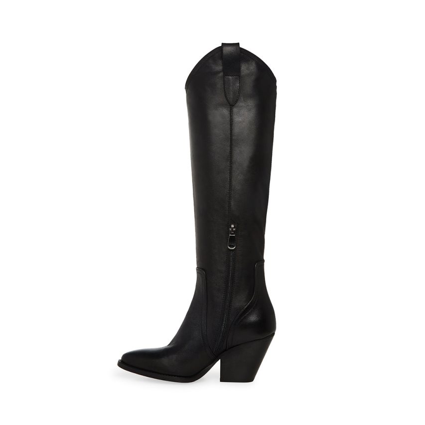 Black Steve Madden Vittoria Leather Women's Knee-high Boots | PH 160716BV